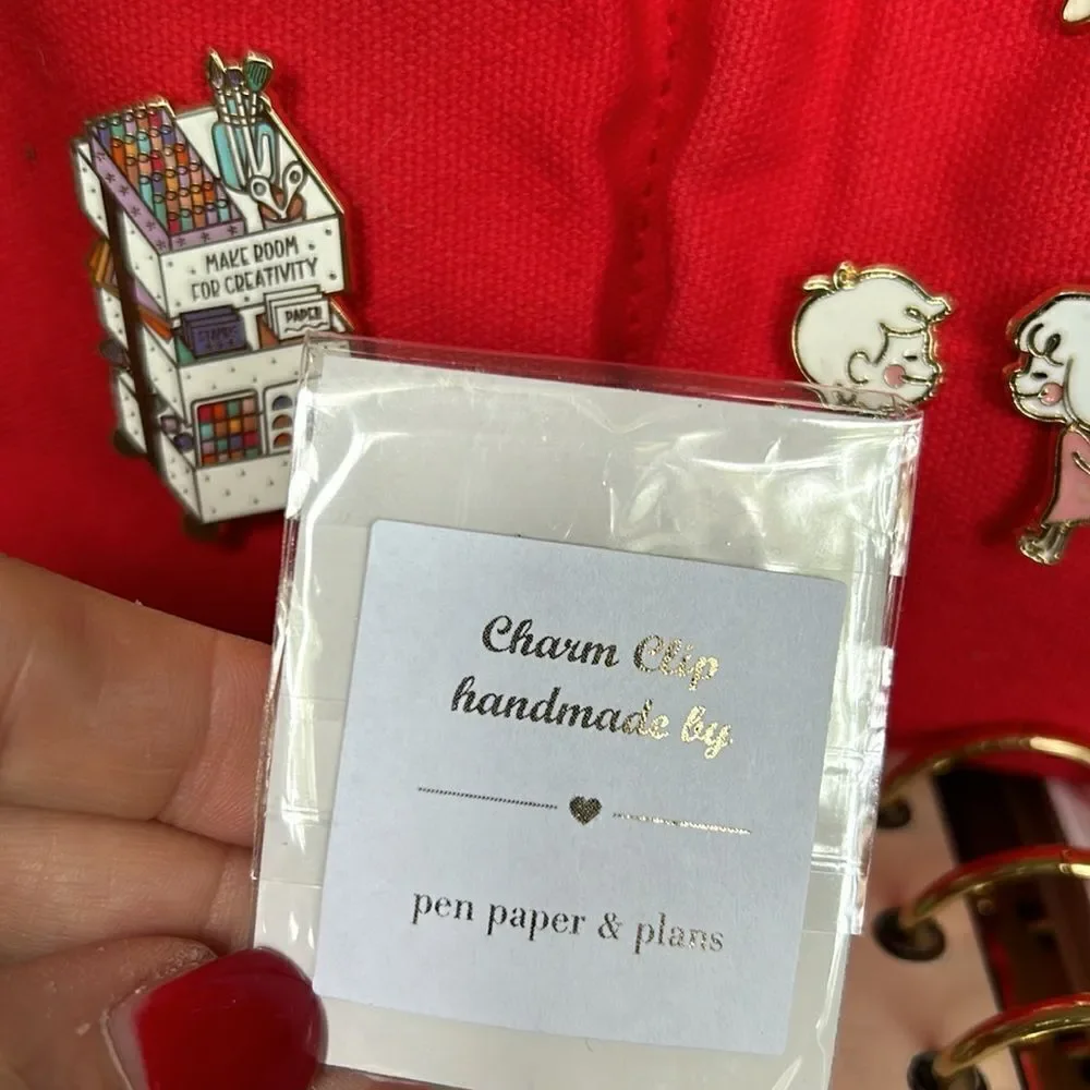 Pen Paper & Plans charm clip NwT Minnie’s print